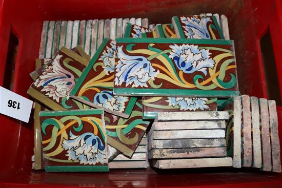 Large collection of Arts & Crafts floral tiles